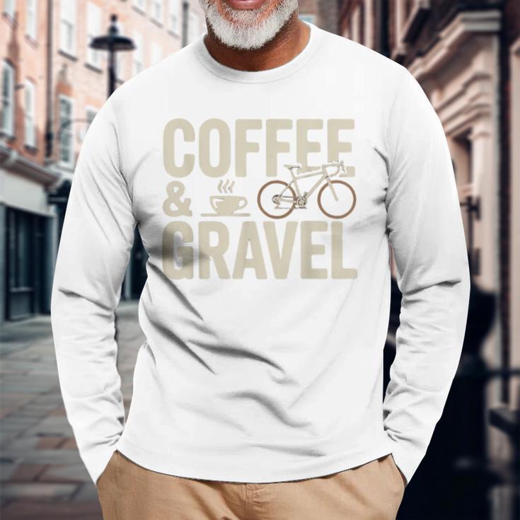 コーヒー&グラベル グラベル グラベルバイク グラベルバイカー オフロードバイク 長袖Tシャツ 高齢者への贈り物