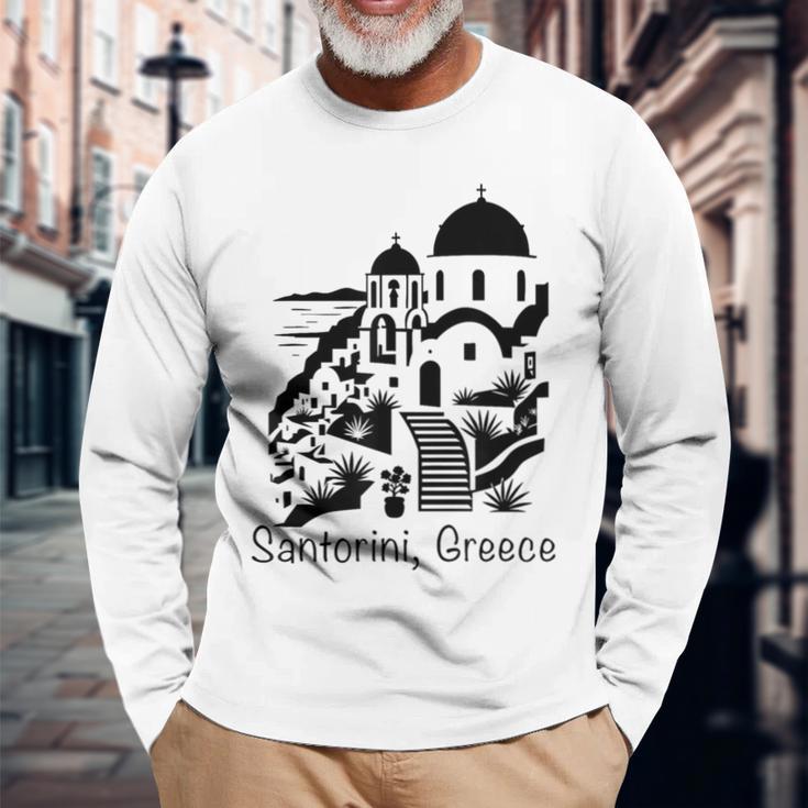 サントリーニ島 ギリシャ お土産 キクラデス諸島 エーゲ海 ギリシャ 長袖Tシャツ 高齢者への贈り物