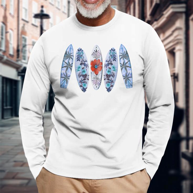 サーフィン サーフボード ヴィンテージ レトロ サーフボーダー ビーチ サーフィン 長袖Tシャツ 高齢者への贈り物