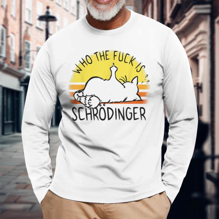 シュレディンガーの猫-シュレディンガーとは誰ですか？シュレディンガーの猫 長袖Tシャツ 高齢者への贈り物