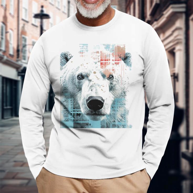 シロクマ 動物 グラフィック 描画 シロクマ 長袖Tシャツ 高齢者への贈り物