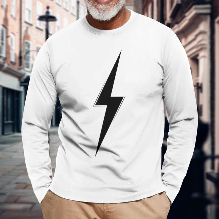 シンプルなブラックライトニングボルトグラフィック。 長袖Tシャツ 高齢者への贈り物