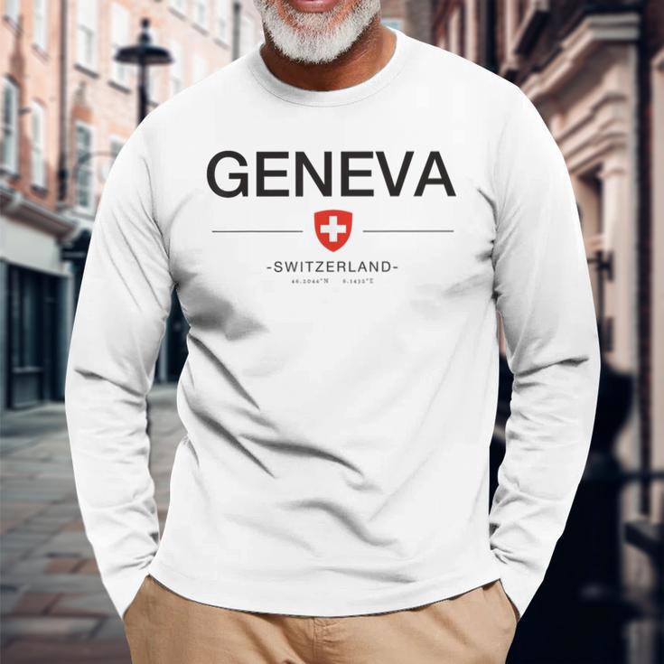 ジュネーブ スイス 首都 スイス ジュネーブ スイス 長袖Tシャツ 高齢者への贈り物