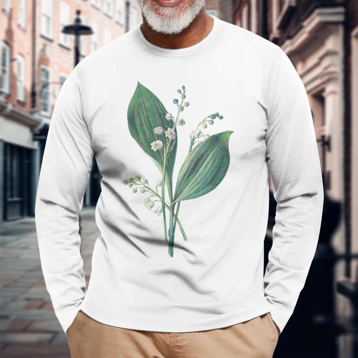 スズラン植物アートペインティングtシャツ 長袖Tシャツ 高齢者への贈り物
