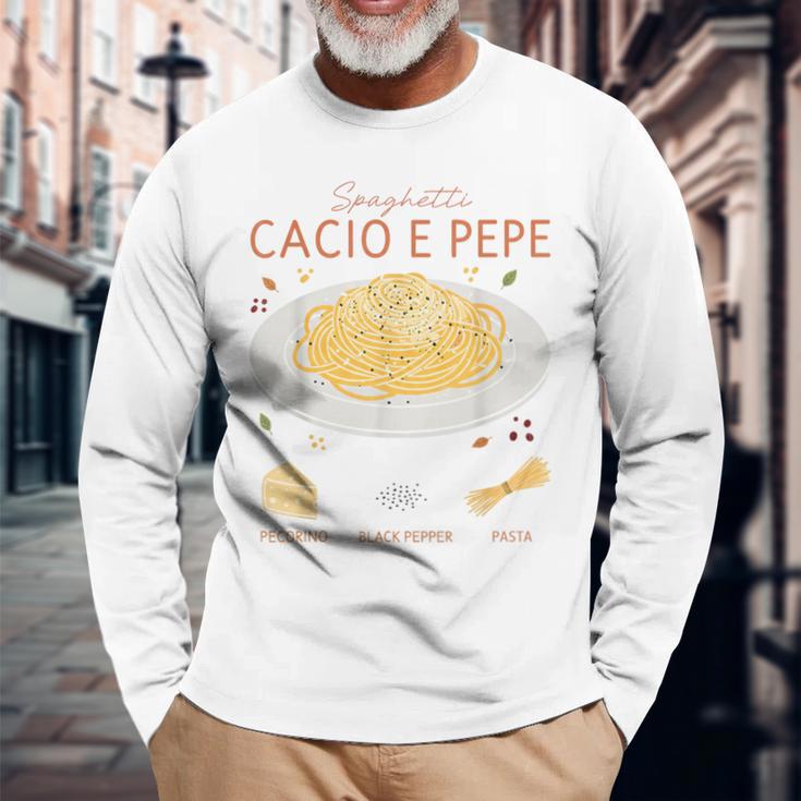 スパゲッティ カシオ エ ペペ 伝統的なイタリア料理 レシピ ティー 長袖Tシャツ 高齢者への贈り物