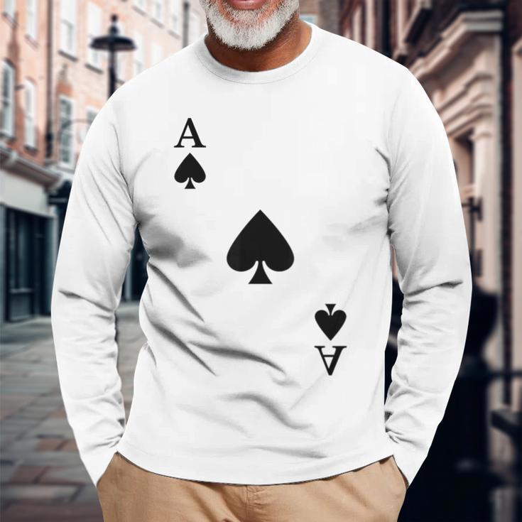 スペード、エース、カーニバル、コスチューム、ポーカー、カードプレイヤー。Poker Card 長袖Tシャツ 高齢者への贈り物