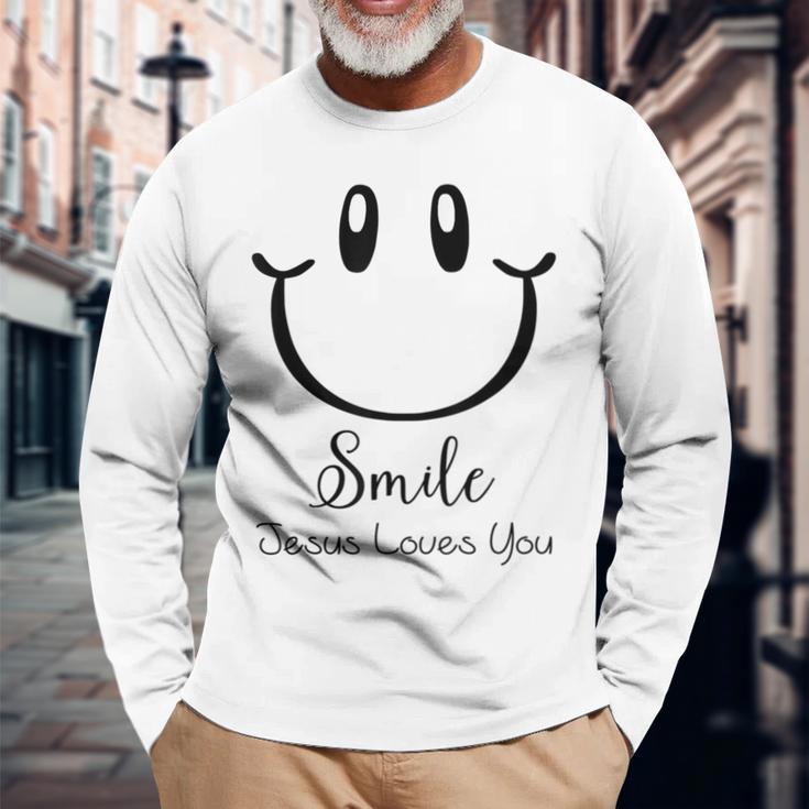 スマイルジーザスラブユー 長袖Tシャツ 高齢者への贈り物