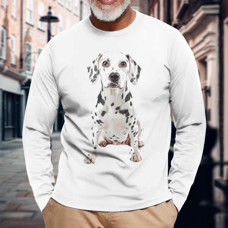 ダルメシアン 犬 モチーフ ペット アート ダルメシアン 長袖Tシャツ 高齢者への贈り物