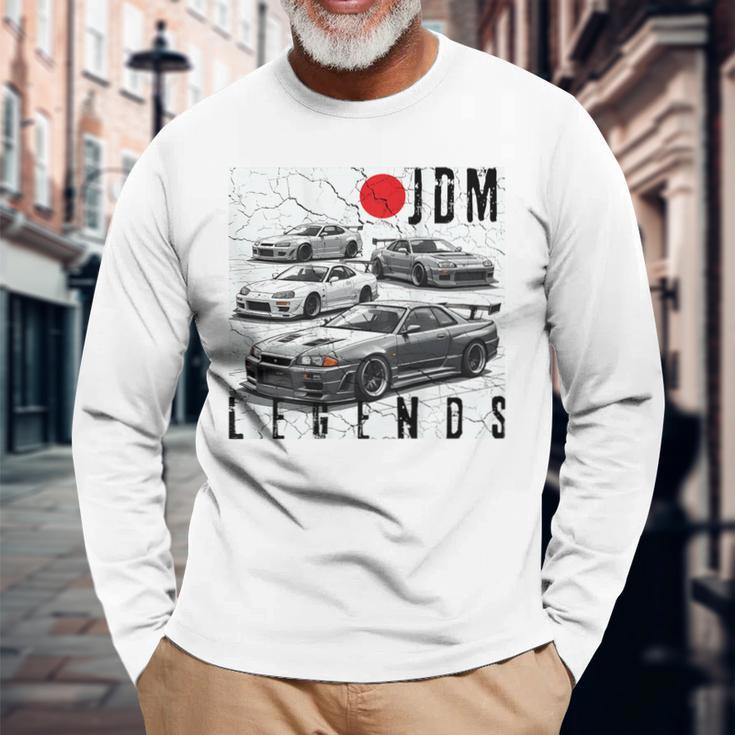 バックプリント ディストレス Jdm レジェンド レースカー 日本国旗 ギフト 長袖Tシャツ 高齢者への贈り物