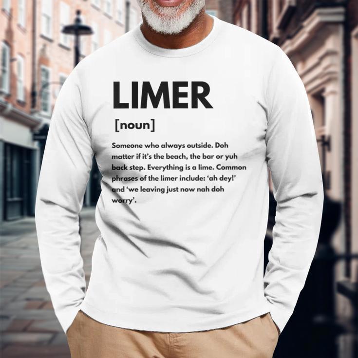 トリニダード・トバゴ Limer Definition Liming Lime 長袖Tシャツ 高齢者への贈り物