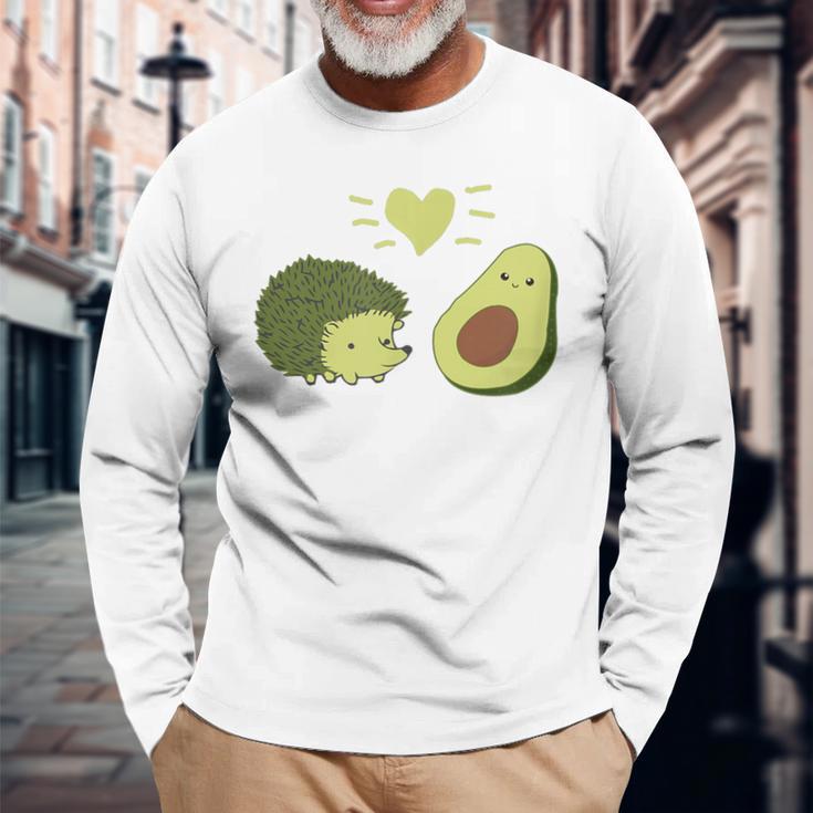 ハリネズミ アボカド ラブ 長袖Tシャツ 高齢者への贈り物
