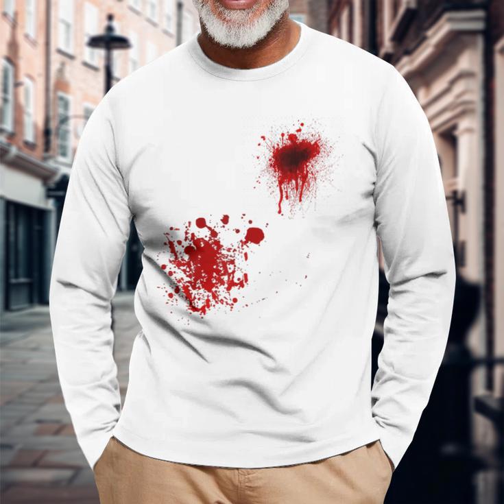 ハロウィン用血しぶき 長袖Tシャツ 高齢者への贈り物