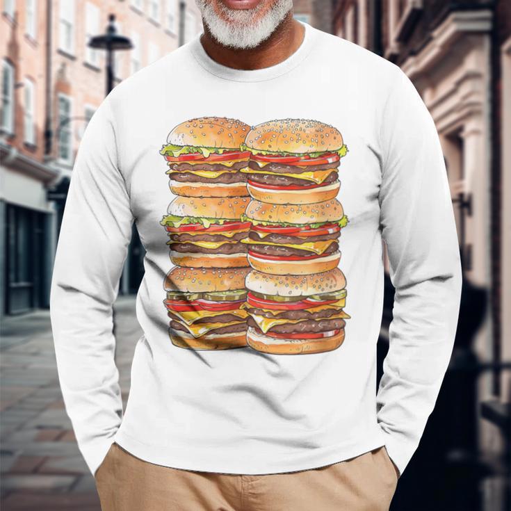 ハンバーガーデイパック ハンバーガー 6パック 腹筋 フェイク腹筋ジム 長袖Tシャツ 高齢者への贈り物