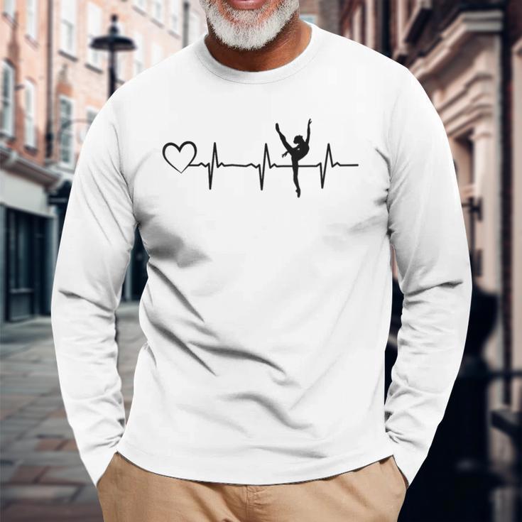 バレリーナ ハートビート ハート バレリーナ バレエ ハートビート 長袖Tシャツ 高齢者への贈り物