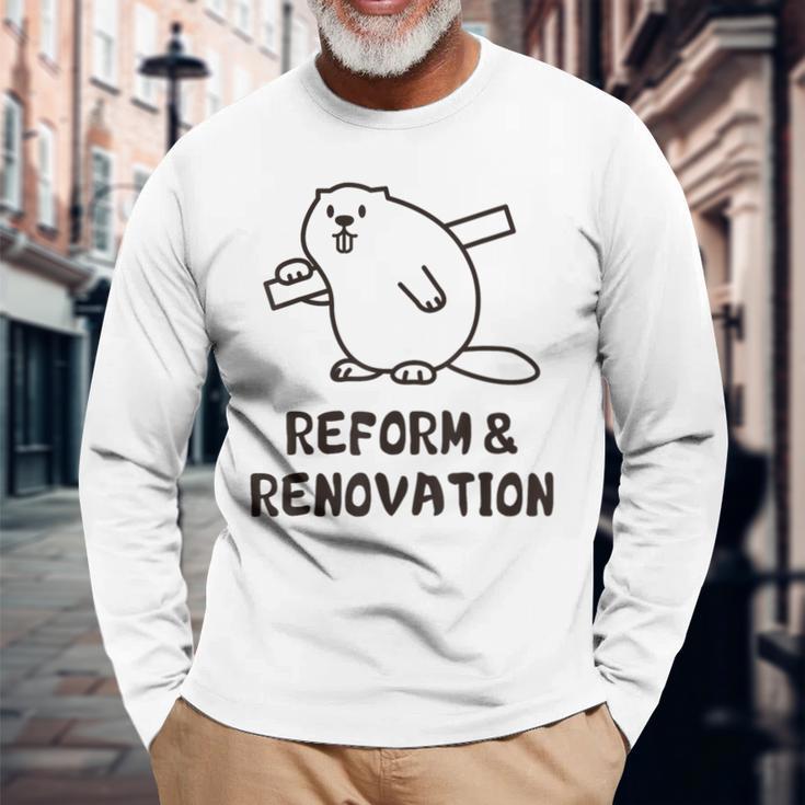 ビーバー リフォーム リノベーション 職人 大工 建築 木工 メンズ レディース キッズ かわいい 長袖Tシャツ 高齢者への贈り物