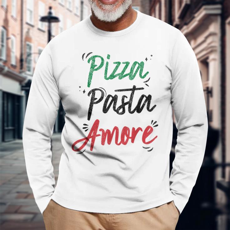 ピザ パスタ アモーレ イタリア製 長袖Tシャツ 高齢者への贈り物