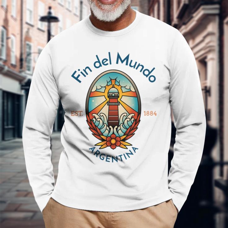 フィンデルムンド灯台アルゼンチン 長袖Tシャツ 高齢者への贈り物