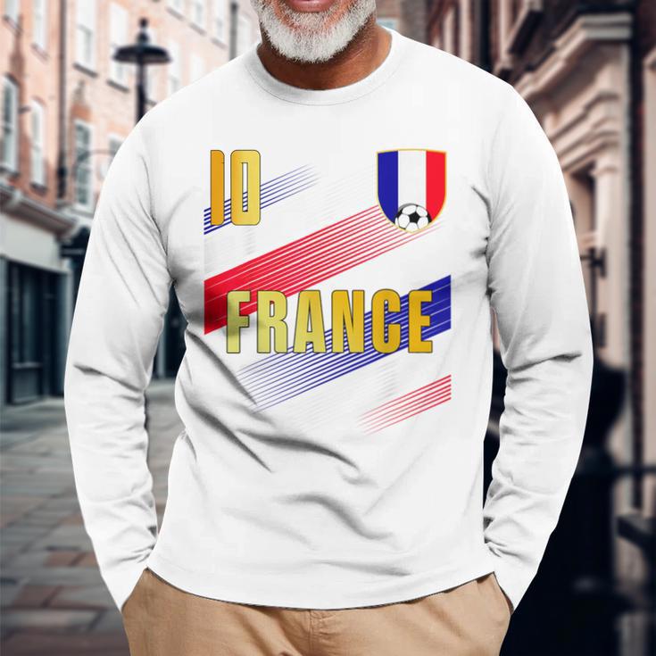 フランス国旗 フランスのプライド愛好家 長袖Tシャツ 高齢者への贈り物