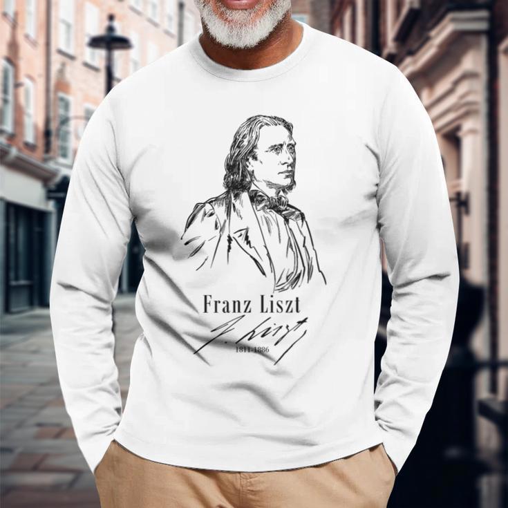 フランツ・リスト、クラシック音楽 ピアノ-Franz Liszt Classical Music-Piano 長袖Tシャツ 高齢者への贈り物