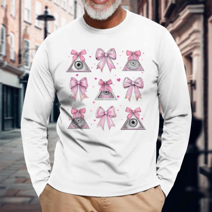 フリーメイソン フリーメイソン フリーメイソン ガール コケット リボン ピンク ママ 長袖Tシャツ 高齢者への贈り物