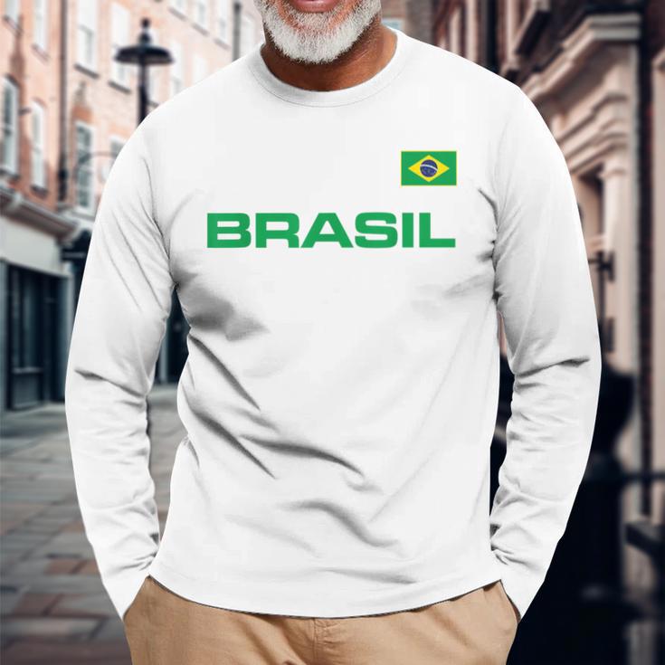 ブラジル ブラジル フラッグ アスレチック ジャージスタイル 長袖Tシャツ 高齢者への贈り物