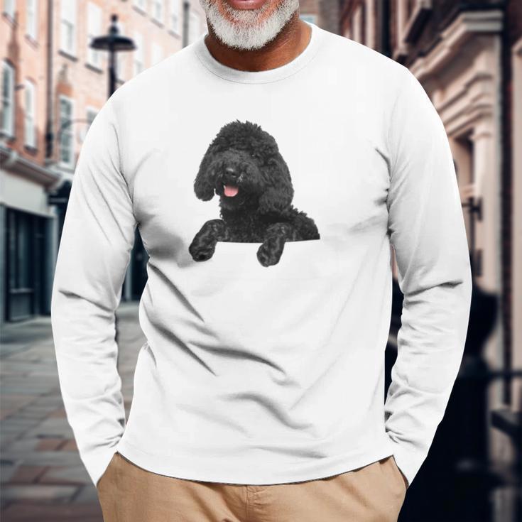 ブラックラブラドゥードル ポケット入り ラブラドゥードル犬愛好家 長袖tシャツ 長袖Tシャツ 高齢者への贈り物