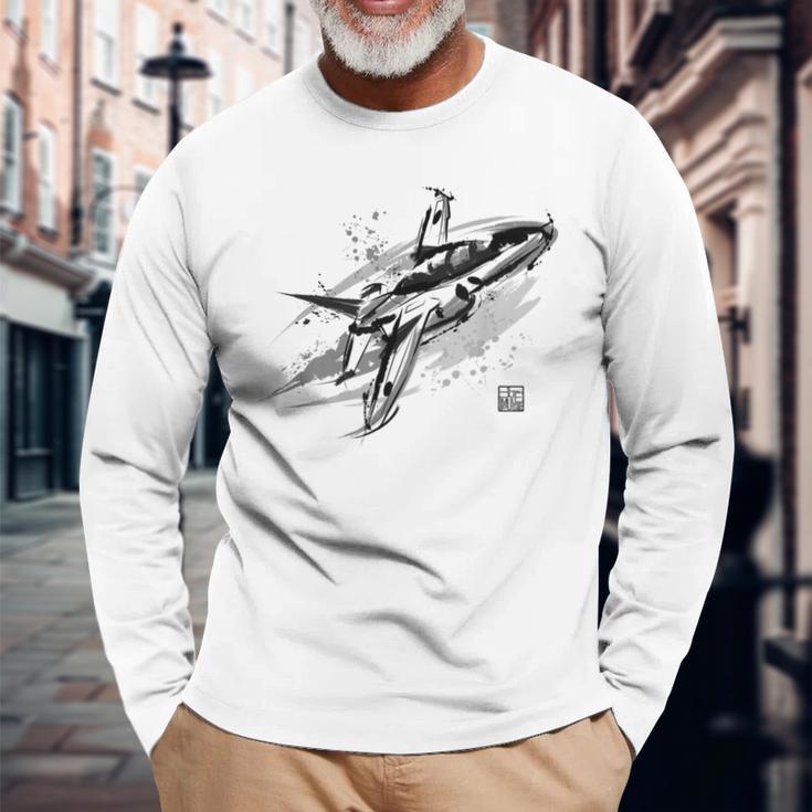 ブルーインパルス 墨絵 ホワイト 長袖Tシャツ 高齢者への贈り物