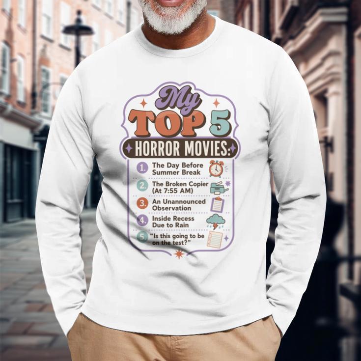 ホラー映画 教師 ユーモア 学校 映画 パロディ トップ5 長袖tシャツ 長袖Tシャツ 高齢者への贈り物