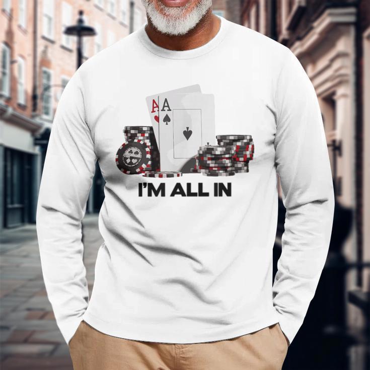 ポーカーエース、I Am All In 長袖Tシャツ 高齢者への贈り物