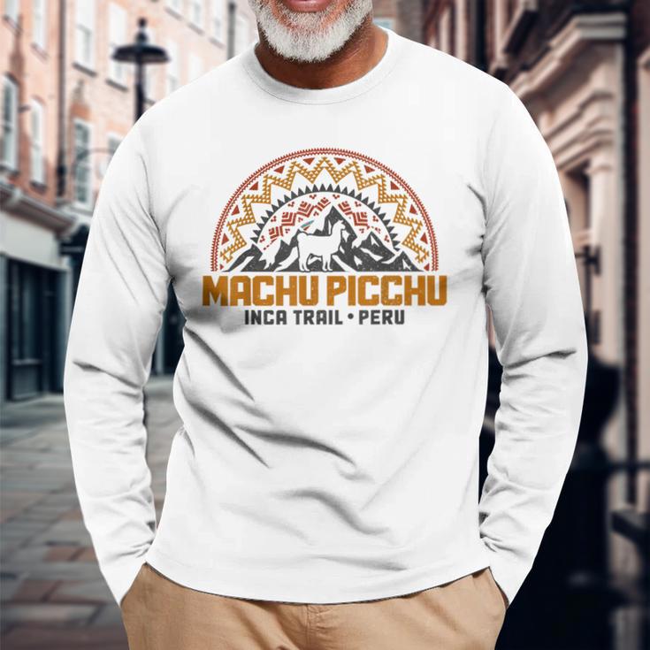 マチュピチュ ペルー インカトレイル お土産 ラマ アルパカ ヴィンテージ 長袖Tシャツ 高齢者への贈り物
