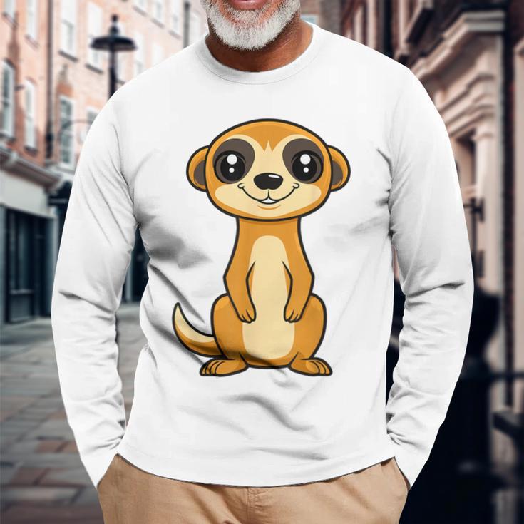 ミニマリストのミーアキャット 動物 シンプルでかわいいミーアキャット 長袖Tシャツ 高齢者への贈り物