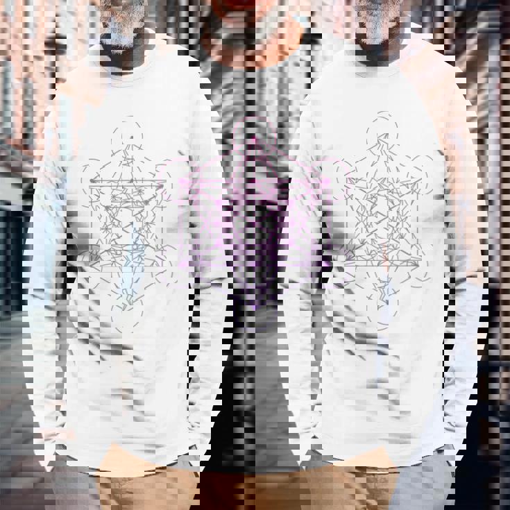 メタトロンキューブ 神聖幾何学 長袖Tシャツ 高齢者への贈り物