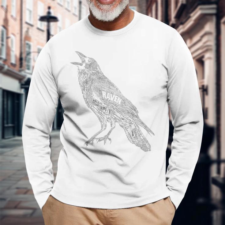 レイヴン カラス 動物愛好家 鳥 モチーフアート 長袖Tシャツ 高齢者への贈り物