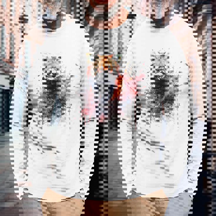 レッサーパンダ 恋人 アートワーク 長袖Tシャツ 高齢者への贈り物