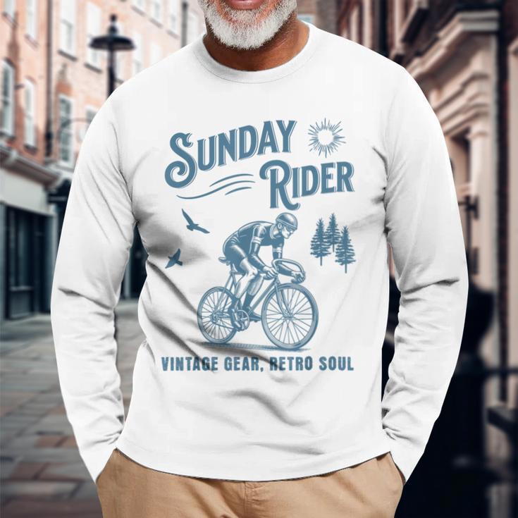 レトロ サイクリング サイクリスト 自転車 バイク サンデー ライド クラブ レース 長袖Tシャツ 高齢者への贈り物