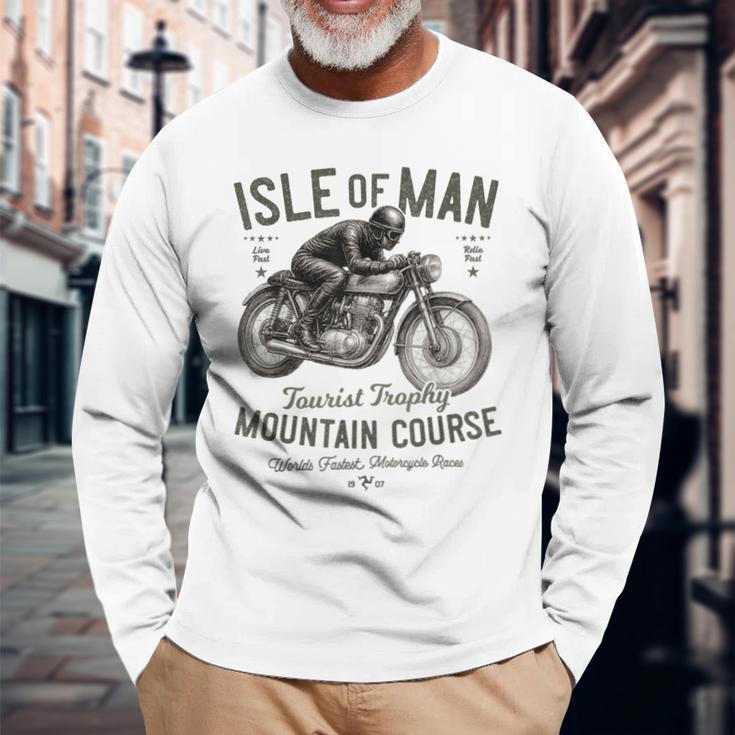 レトロ マン島 Tt レース ヴィンテージ レーシング バイクレース 長袖Tシャツ 高齢者への贈り物