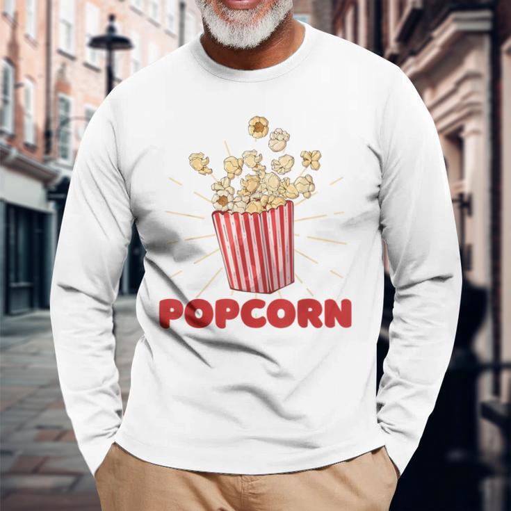 レトロポップコーン 長袖Tシャツ 高齢者への贈り物