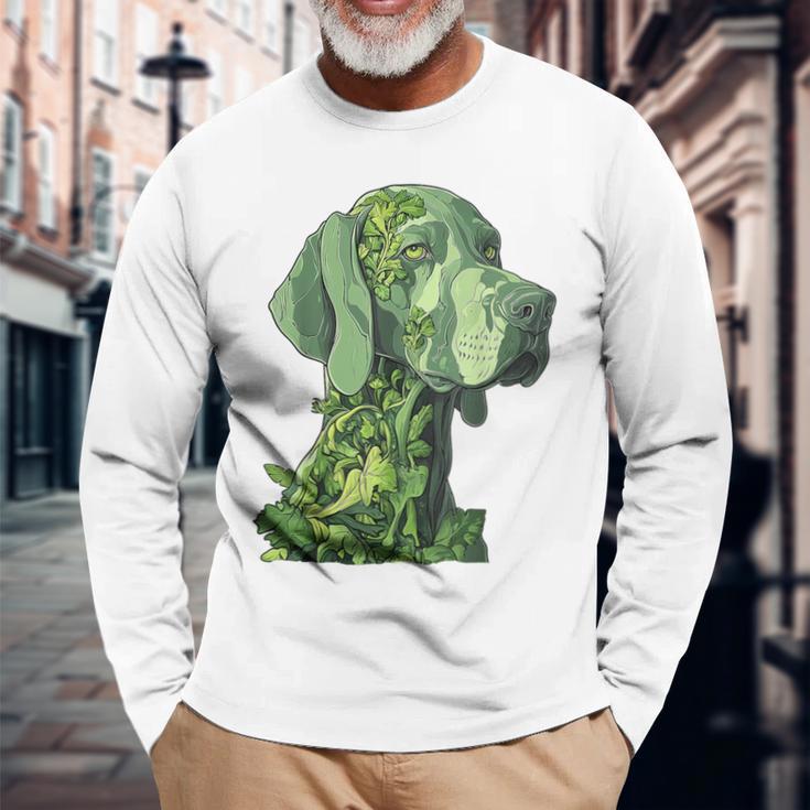ワイマラナー 犬 グラフィック ペット アートワーク ワイマラナー 長袖Tシャツ 高齢者への贈り物
