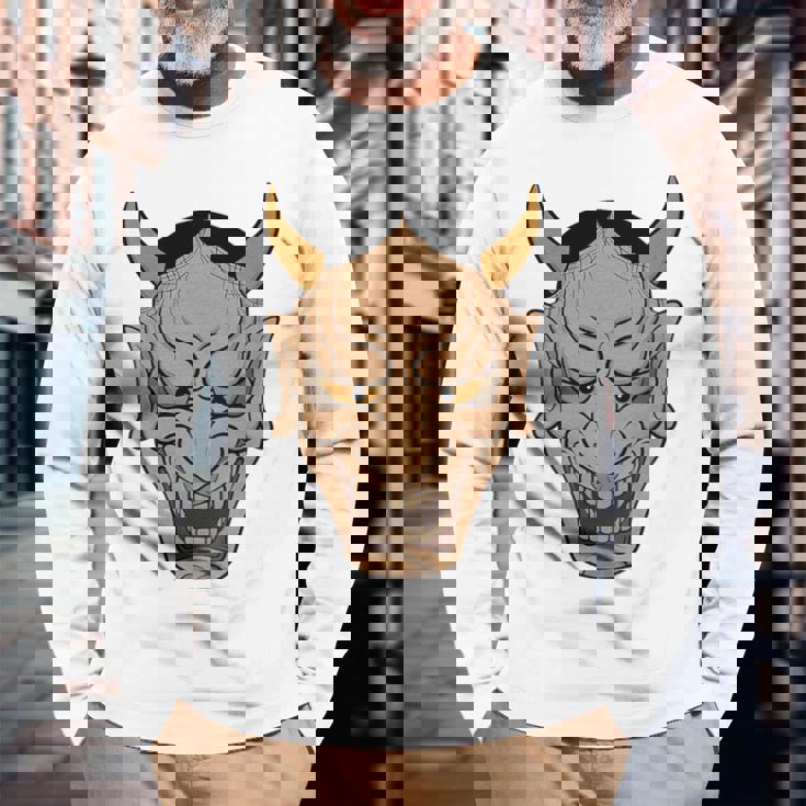 ヴィンテージの般若能面、浮世絵スタイル 長袖Tシャツ 高齢者への贈り物