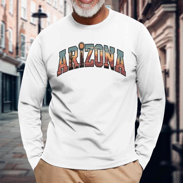 ヴィンテージアリゾナtシャツ レトロな砂漠のサグアロサボテン 長袖Tシャツ 高齢者への贈り物
