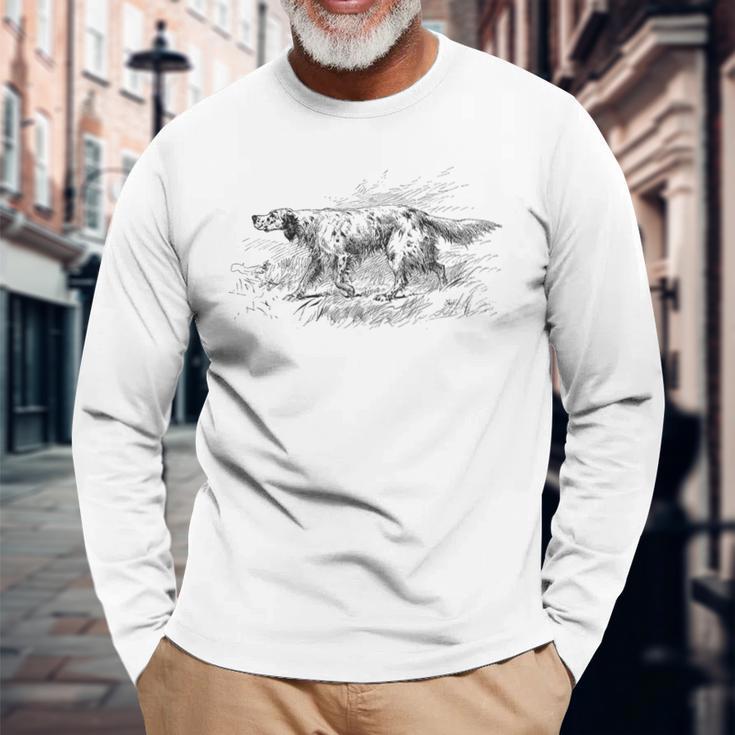 ヴィンテージイングリッシュセッター 長袖Tシャツ 高齢者への贈り物