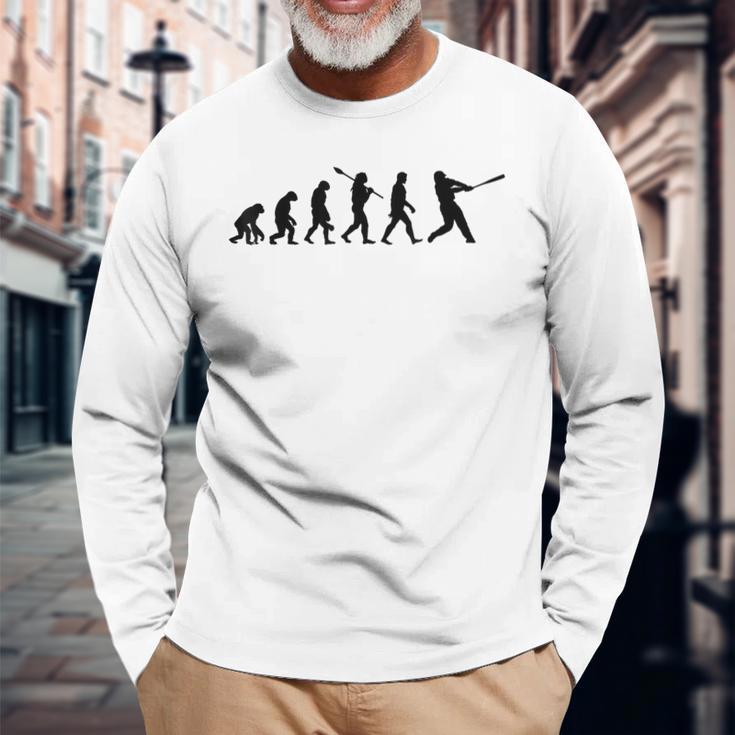 人類進化野球 長袖Tシャツ 高齢者への贈り物