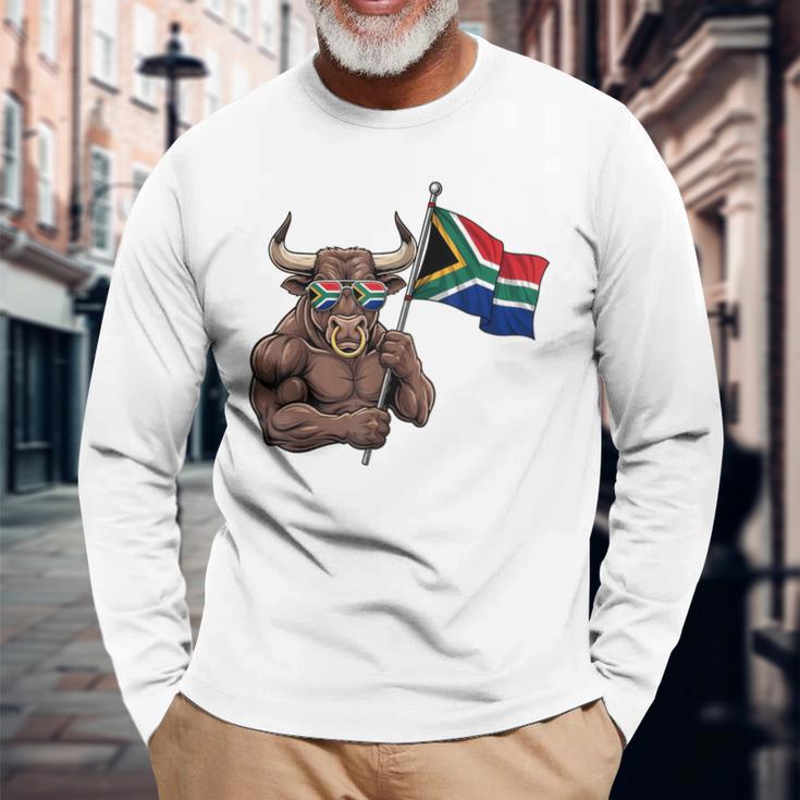 南アフリカ 国旗 南アフリカのルーツ 長袖Tシャツ 高齢者への贈り物