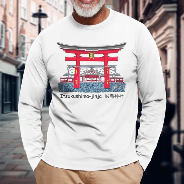 厳島神社、宮島、広島県、日本。図面 長袖Tシャツ 高齢者への贈り物
