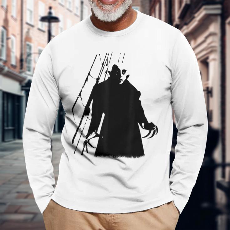 吸血鬼古典ホラー映画吸血サイレント映画ampireilent Film Classic Horror Movie 長袖Tシャツ 高齢者への贈り物