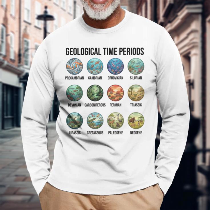 地質時代チャート古生物学・地球史 長袖Tシャツ 高齢者への贈り物