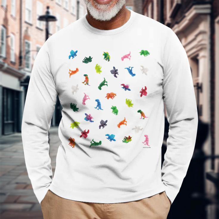 恐竜 Dinosaur パターン 長袖Tシャツ 高齢者への贈り物