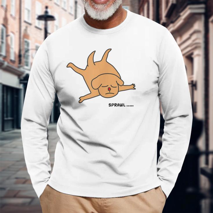 犬だって踊ったり寝たり 長袖Tシャツ 高齢者への贈り物