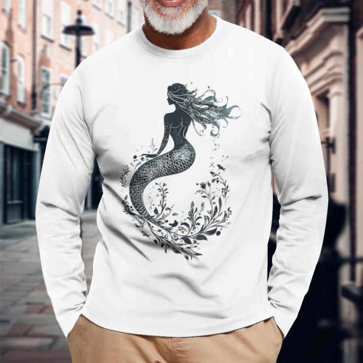 神秘的な人魚 長袖Tシャツ 高齢者への贈り物