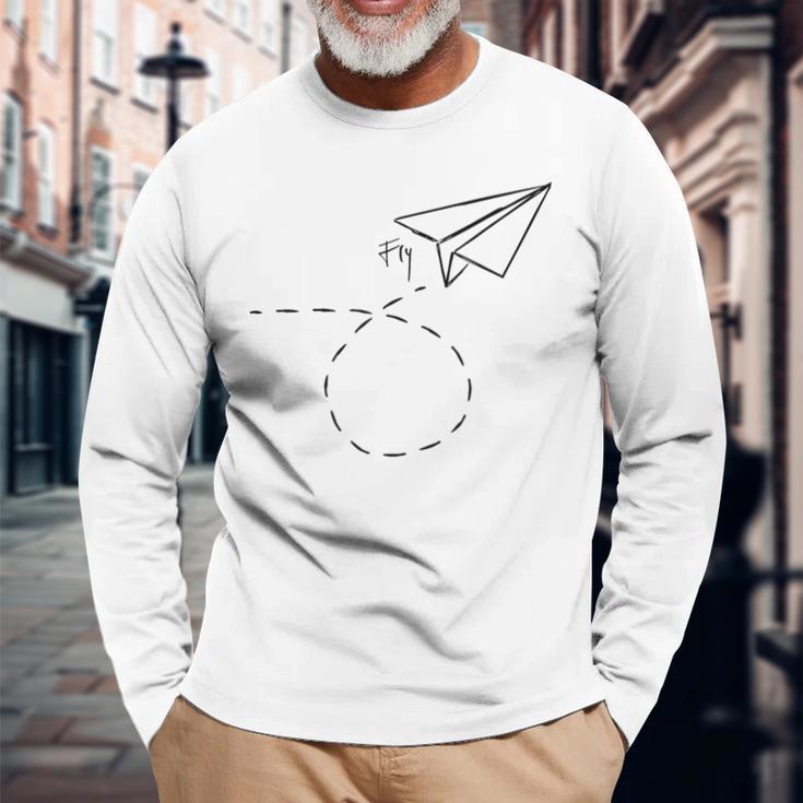紙飛行機フライtシャツ折り紙折り紙パイロット 長袖Tシャツ 高齢者への贈り物